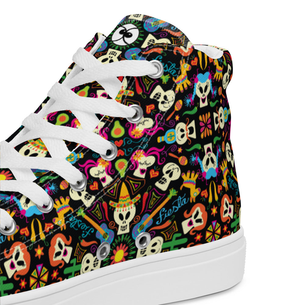 Day of the dead Mexican holiday Men’s high top canvas shoes. Product detail