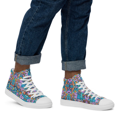 Let's move, it's time to save our oceans Men’s high top canvas shoes. Lifestyle