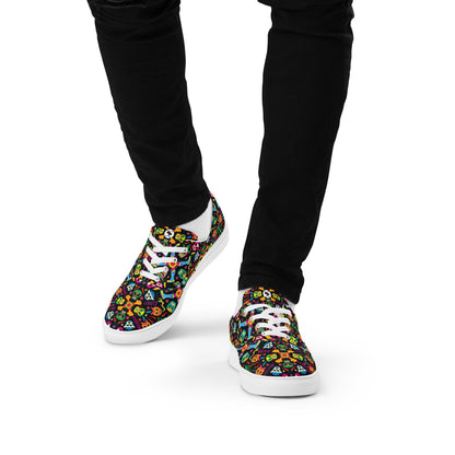Mexican wrestling colorful party Men’s lace-up canvas shoes. Lifestyle