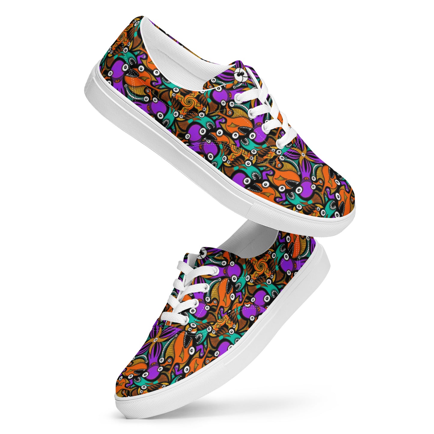 Mesmerizing creatures straight from the deep ocean Men’s lace-up canvas shoes. Playing with shoes