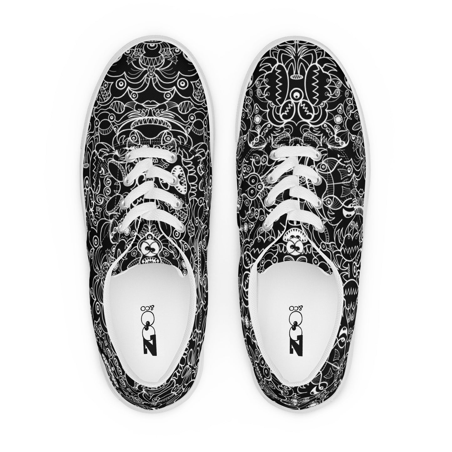 The powerful dark side of the Doodle world Men’s lace-up canvas shoes. Top view