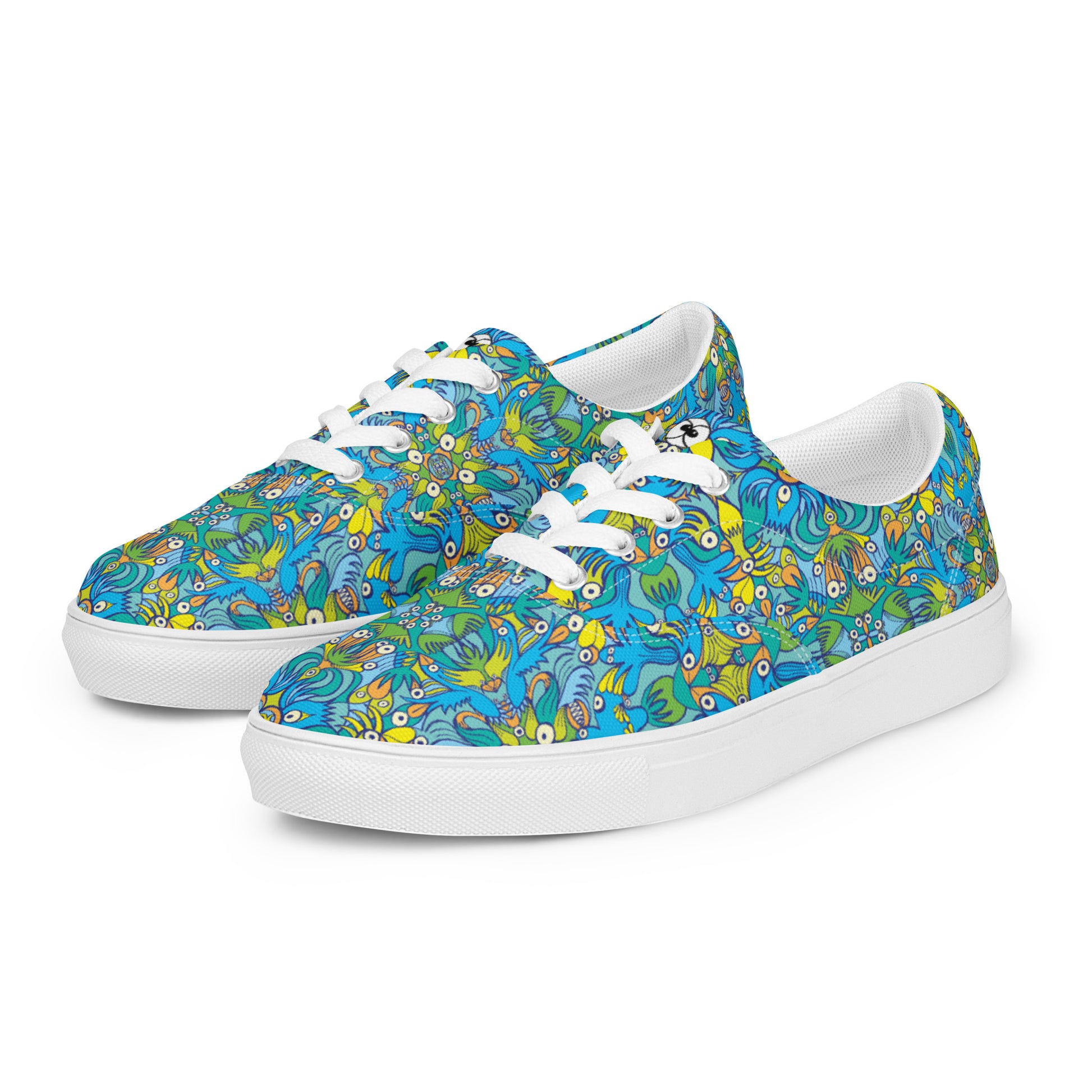 Exotic birds tropical pattern Men’s lace-up canvas shoes. Overview