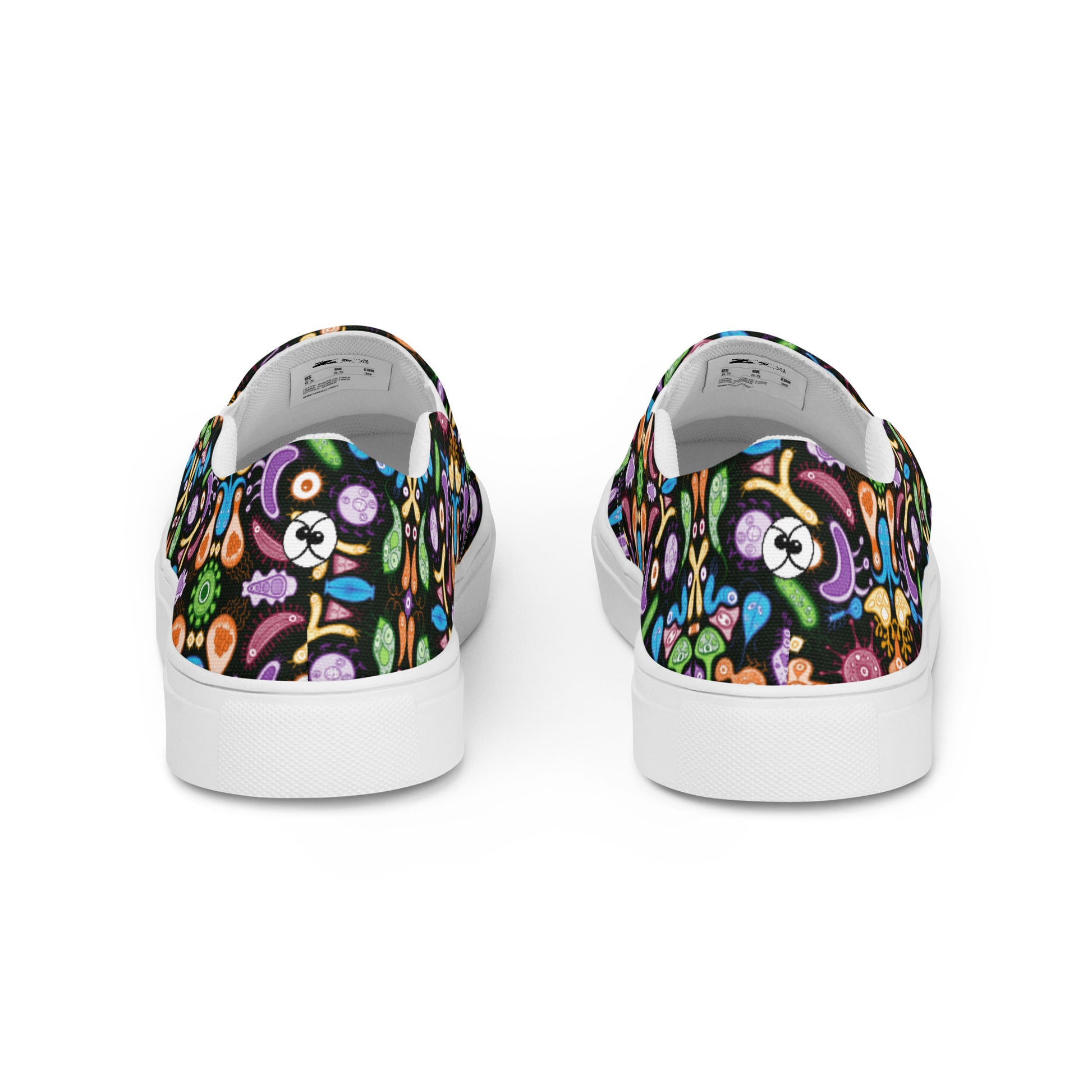 Don't be afraid of microorganisms Men’s slip-on canvas shoes. Back view