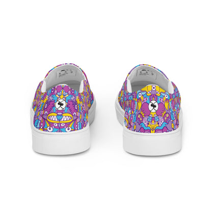 Doodle art compulsion is out of control Men’s slip-on canvas shoes. Back view