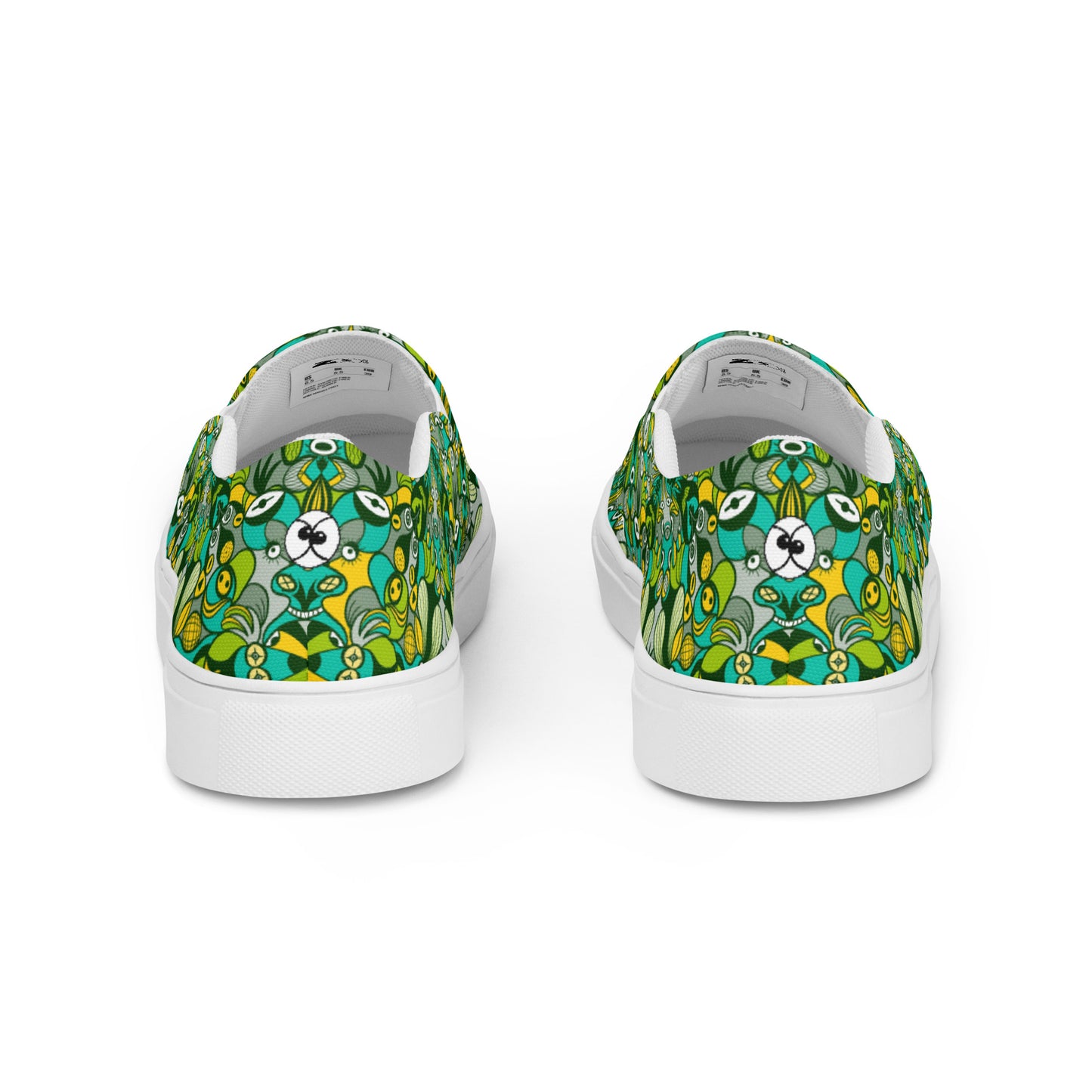 Join the funniest alien doodling network in the universe Men’s slip-on canvas shoes. Back view