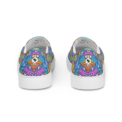 The ultimate sea beasts cast from the deep end of the ocean Men’s slip-on canvas shoes. Back view