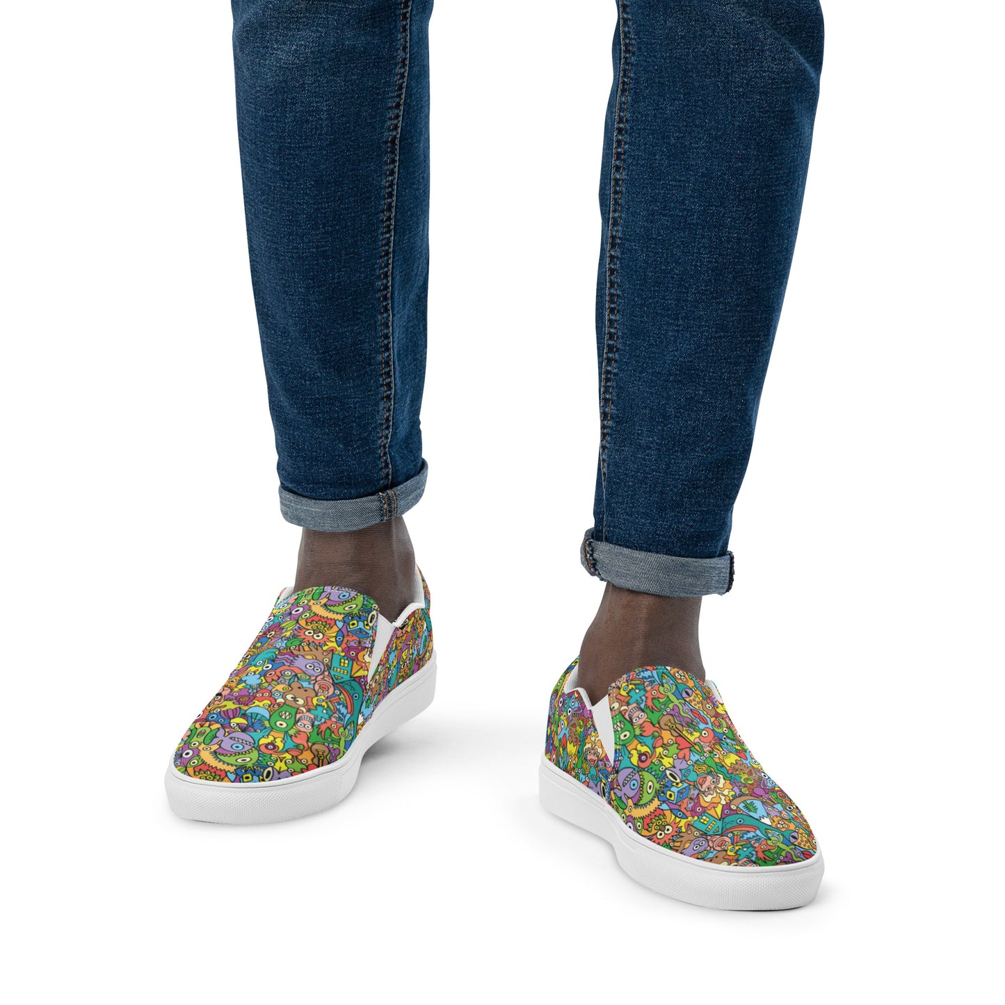 Cheerful crowd enjoying a lively carnival Men’s slip-on canvas shoes. Lifestyle