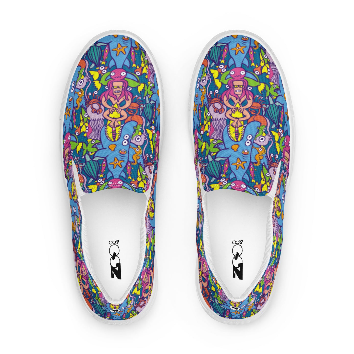 Surfing is a true extreme sport Men’s slip-on canvas shoes. Top view