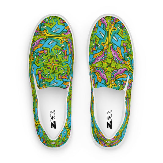 To keep calm and doodle is more than just doodling Men’s slip-on canvas shoes. Top view