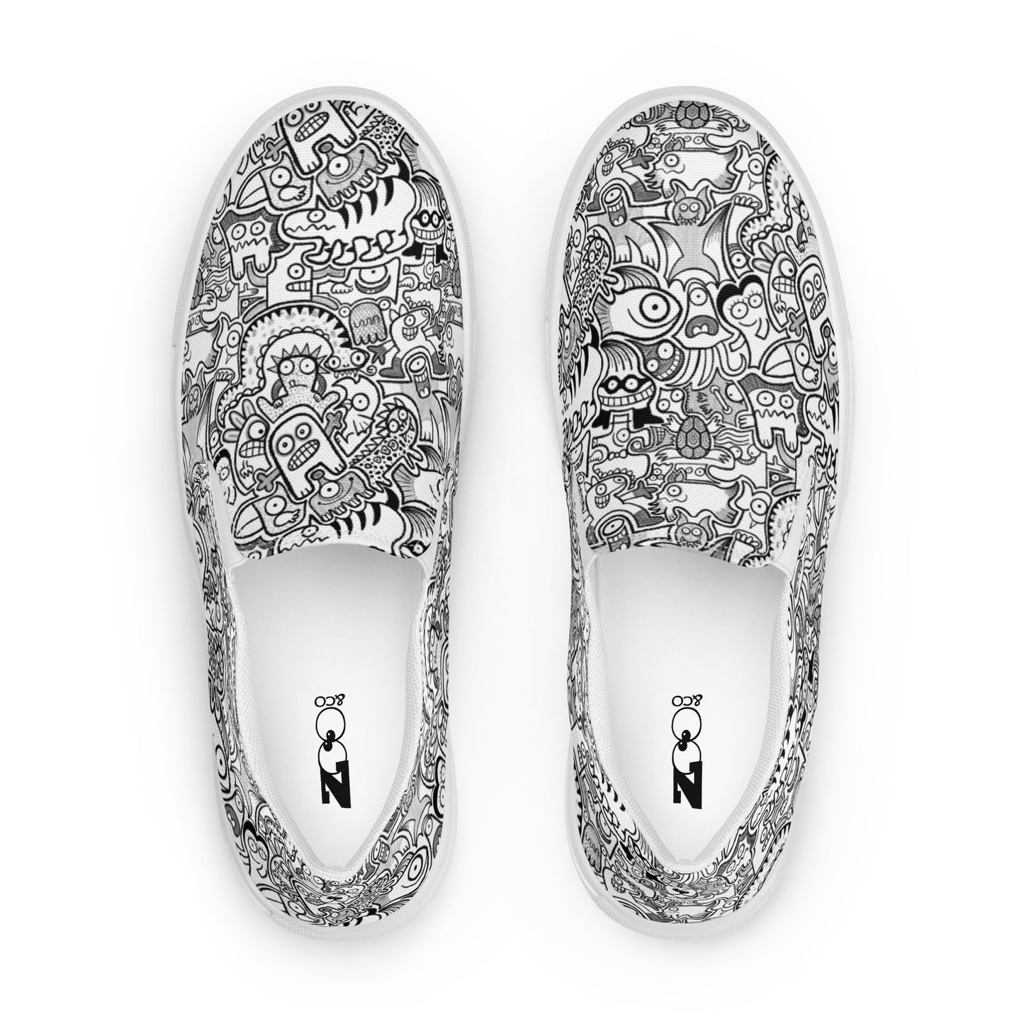 Fill your world with cool doodles Men’s slip-on canvas shoes. Top view