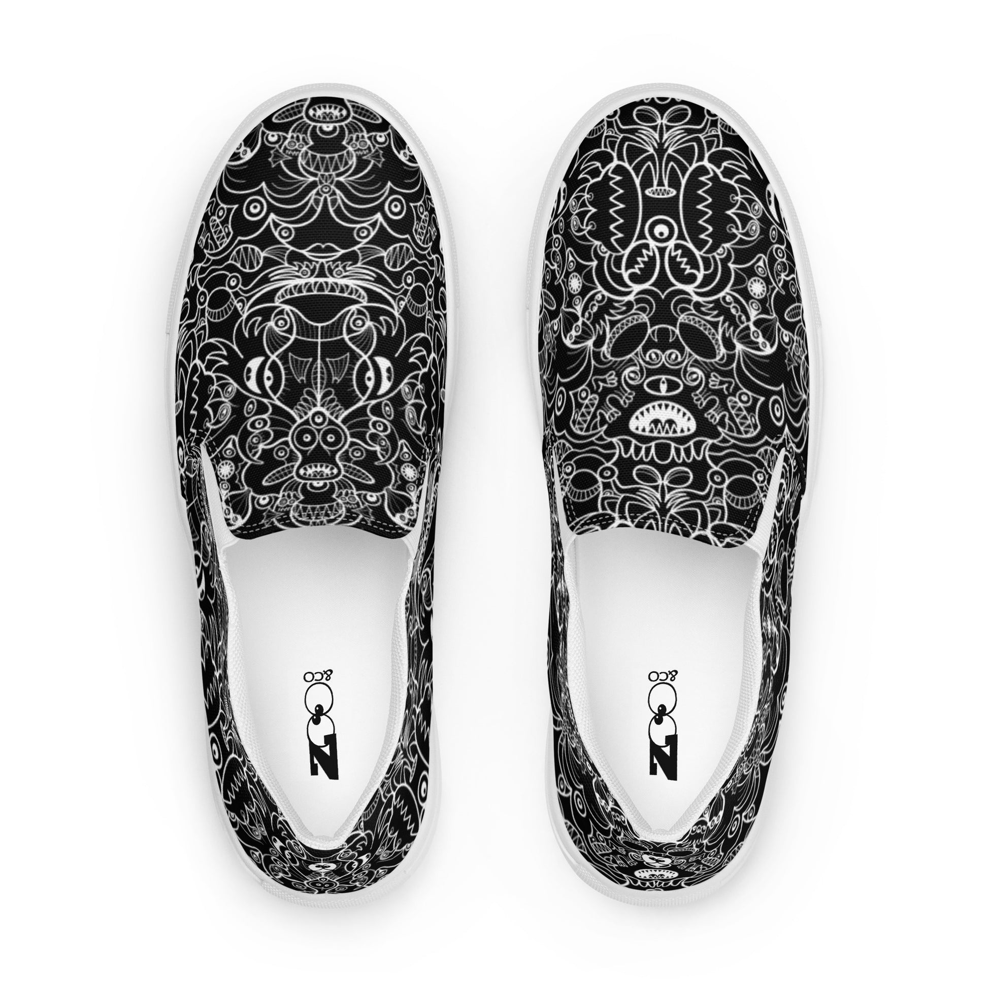 The powerful dark side of the Doodle world Men’s slip-on canvas shoes. Top view