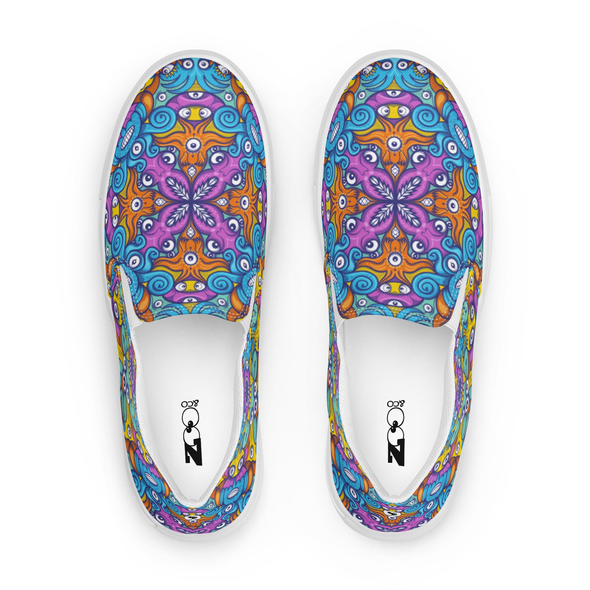 The ultimate sea beasts cast from the deep end of the ocean Men’s slip-on canvas shoes. Top view