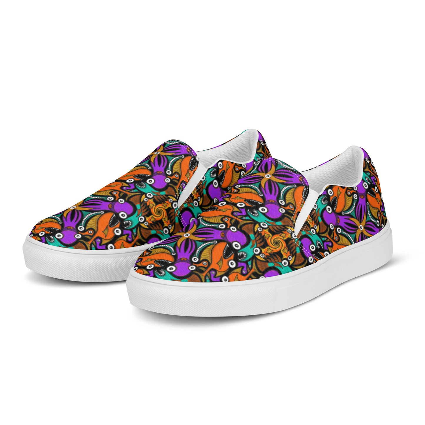 Mesmerizing creatures straight from the deep ocean Men’s slip-on canvas shoes. Overview