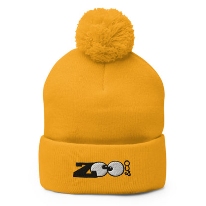 Zoo&co branded Pom-Pom Beanie. Fight the cold winter in style. Gold. Front view