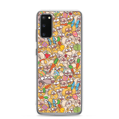 Thousands of crazy bunnies celebrating Easter Samsung Case. S20