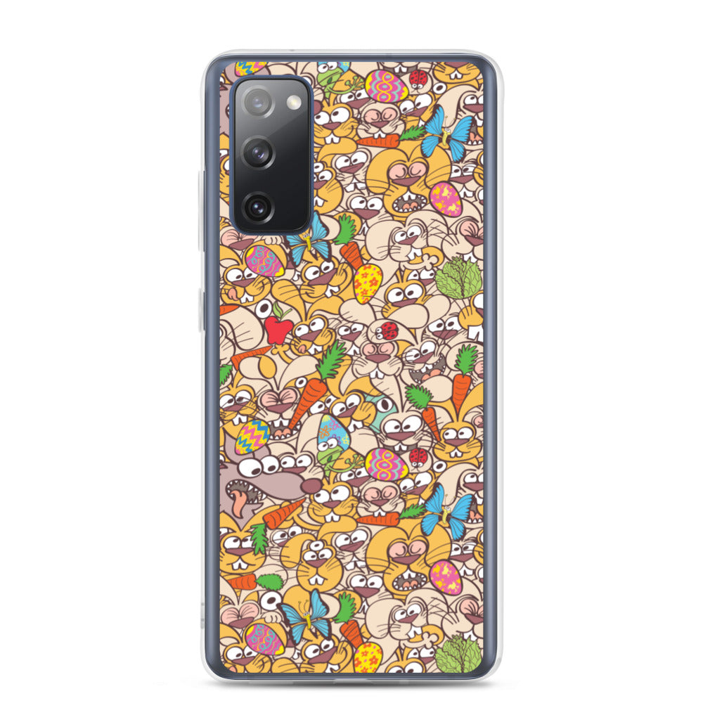 Thousands of crazy bunnies celebrating Easter Samsung Case. S20 fe