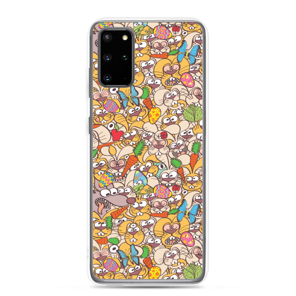 Thousands of crazy bunnies celebrating Easter Samsung Case. S20 plus