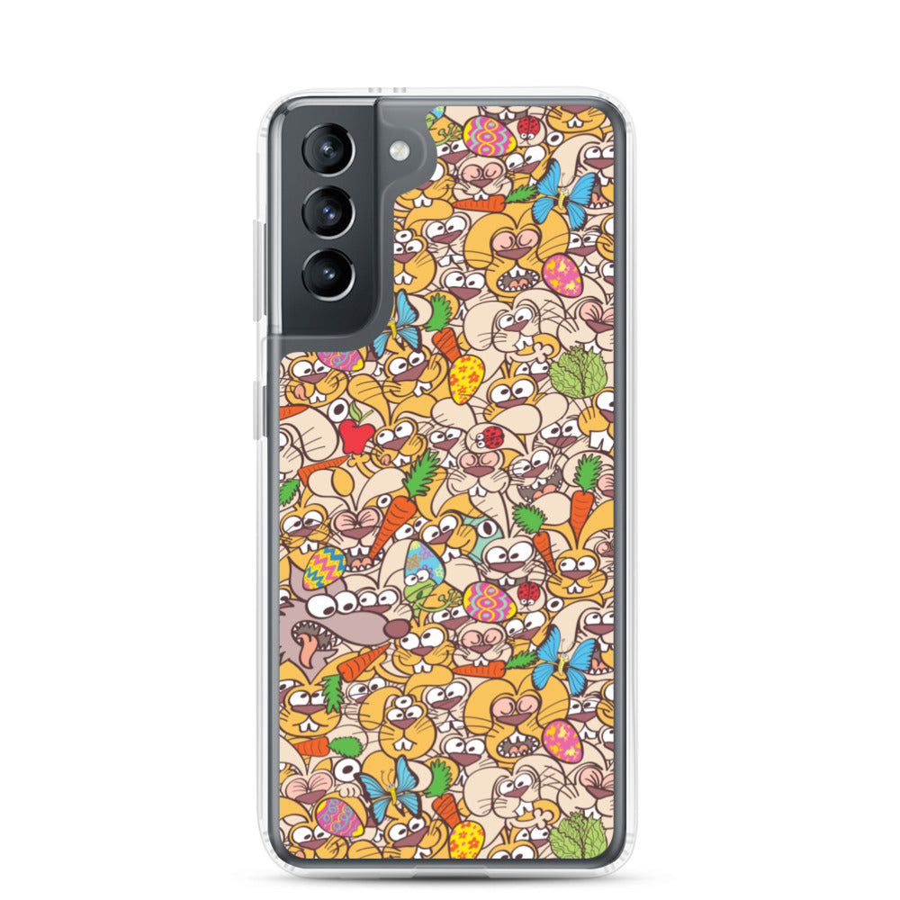 Thousands of crazy bunnies celebrating Easter Samsung Case. S21