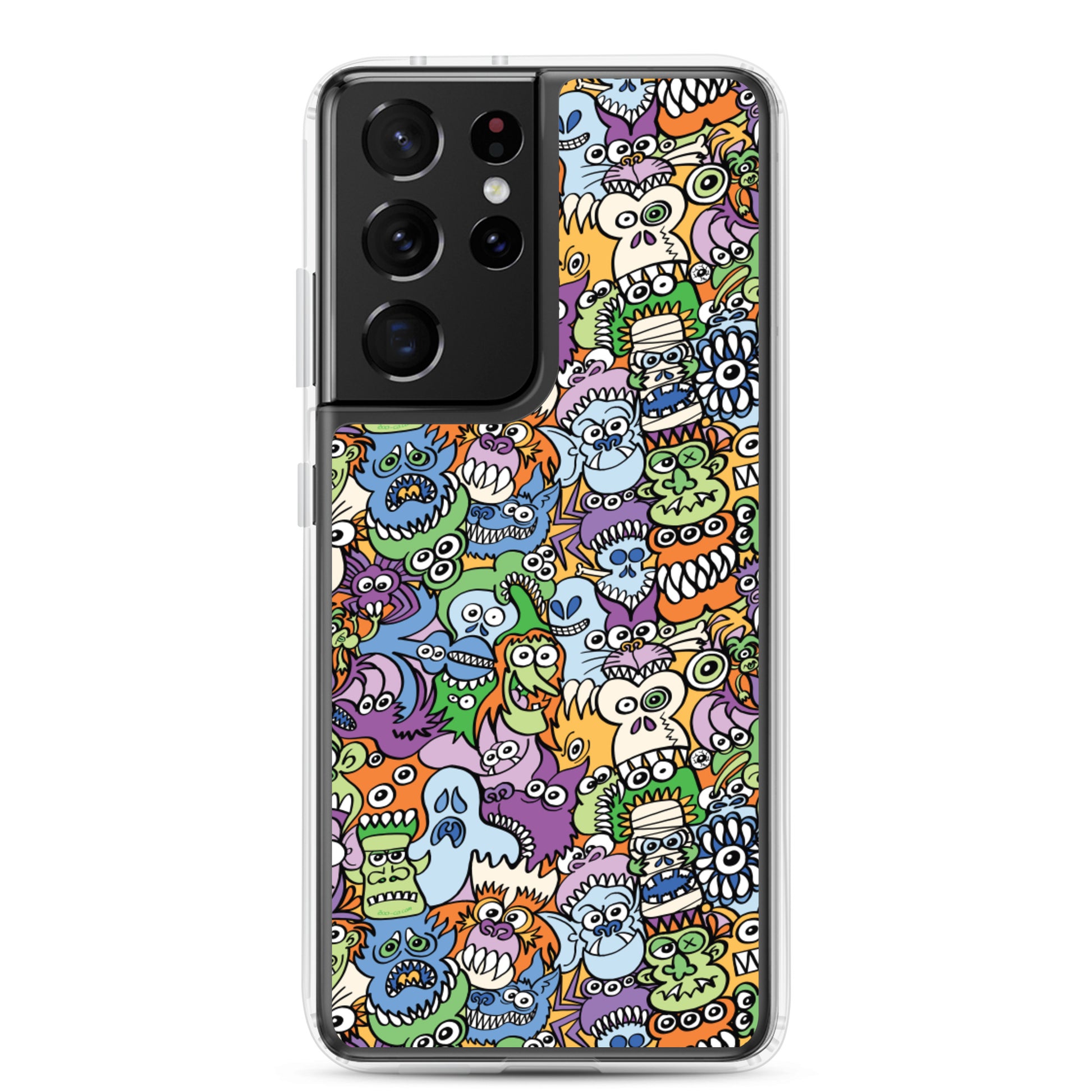 All the spooky Halloween monsters in a pattern design Samsung Case. s21 ultra