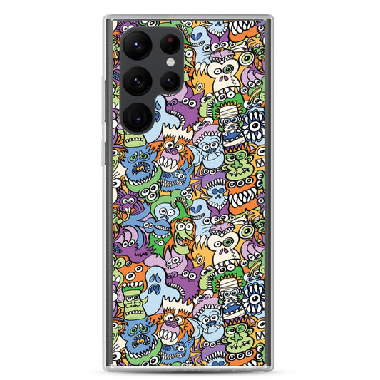 All the spooky Halloween monsters in a pattern design Samsung Case. s22 ultra
