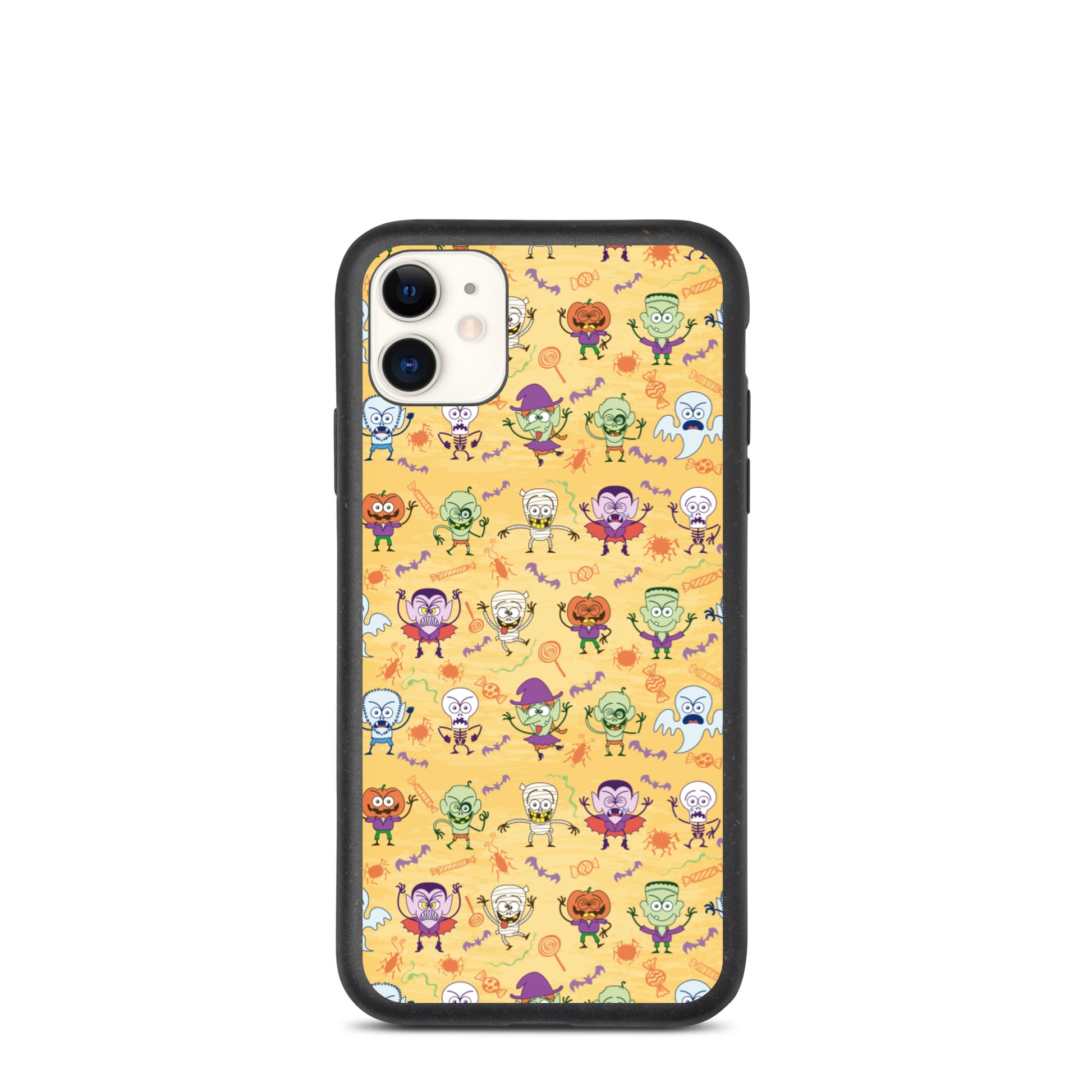Halloween characters making funny faces Speckled iPhone case. IPhone 11