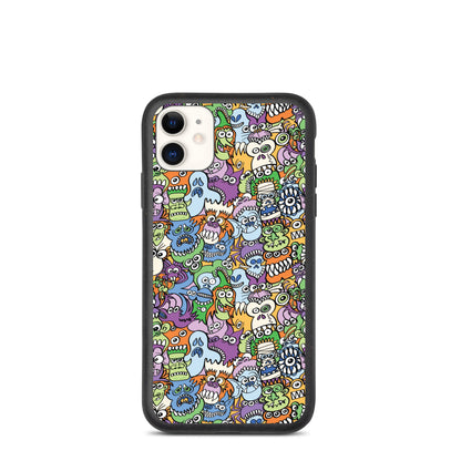 All the spooky Halloween monsters in a pattern design Speckled iPhone case. iphone 11