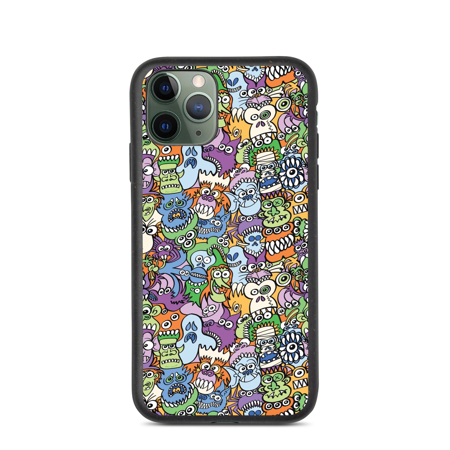 All the spooky Halloween monsters in a pattern design Speckled iPhone case. iphone 11 pro