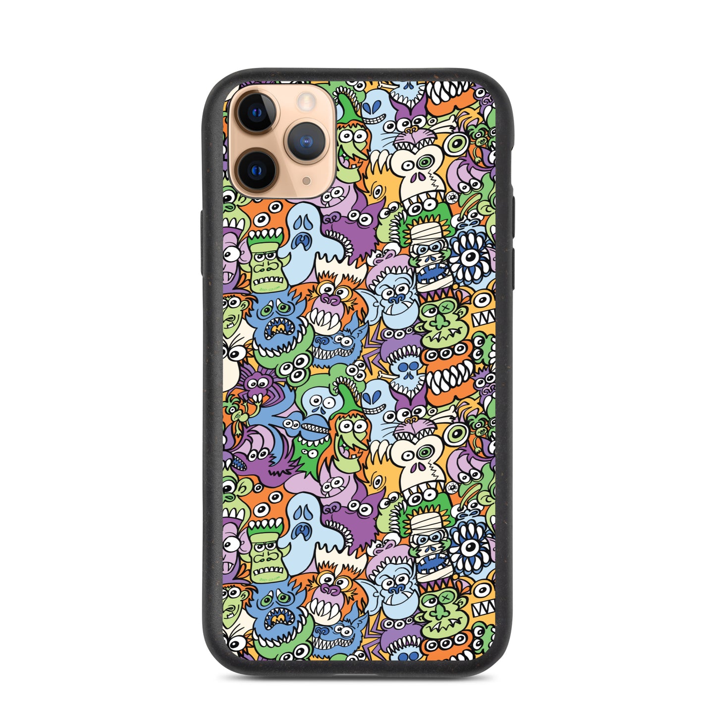 All the spooky Halloween monsters in a pattern design Speckled iPhone case. iphone 11 pro max