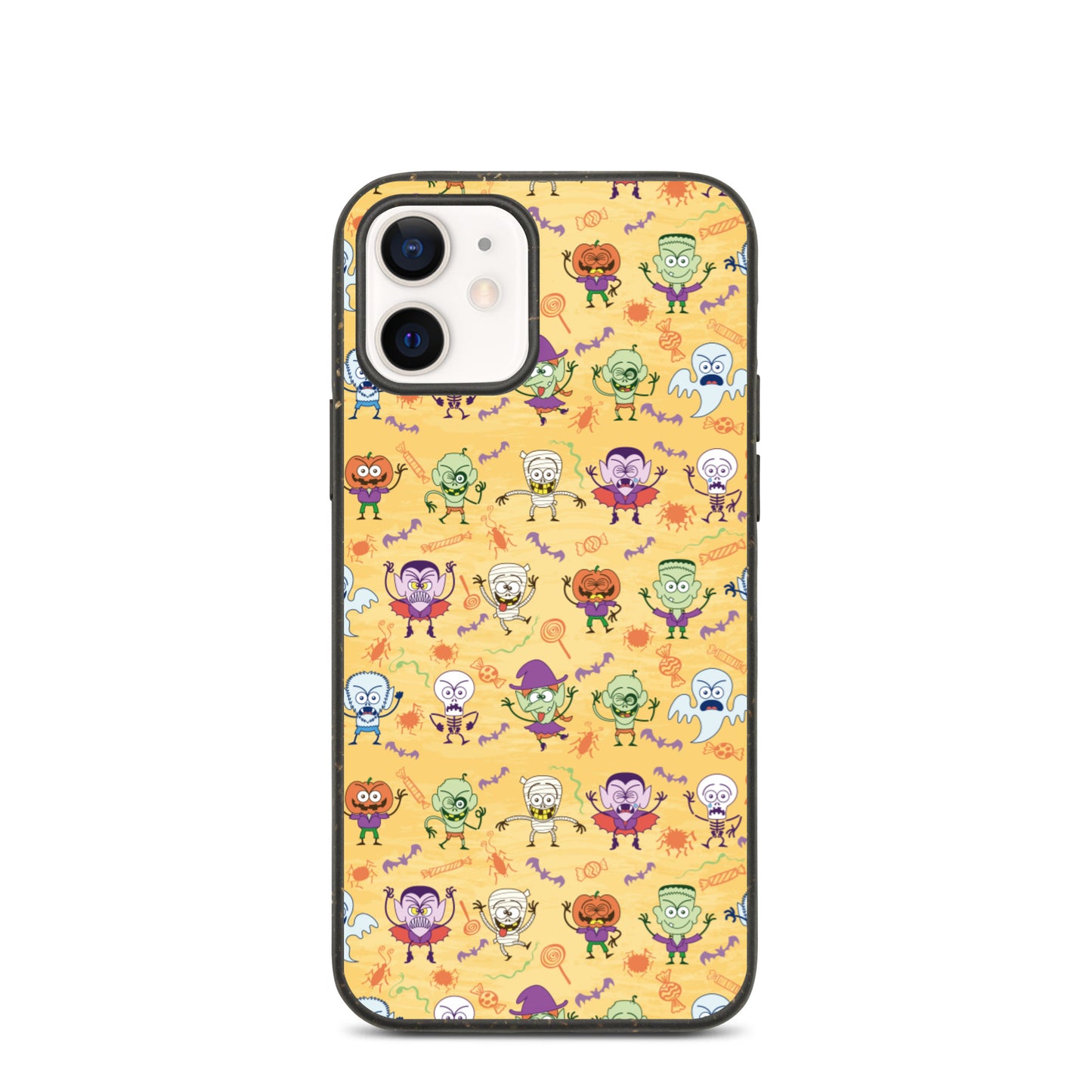 Halloween characters making funny faces Speckled iPhone case. IPhone 12