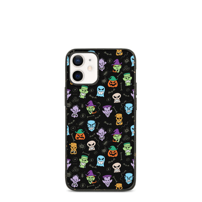 Scary Halloween faces Speckled iPhone case. iPhone 12 mini