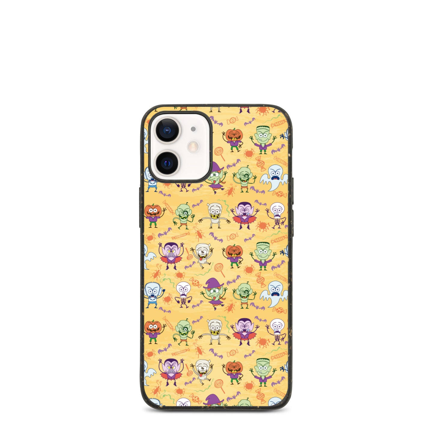 Halloween characters making funny faces Speckled iPhone case. IPhone 12 mini