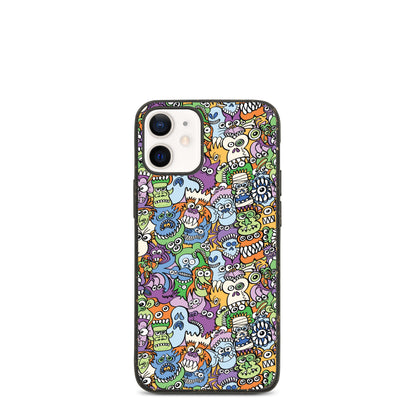 All the spooky Halloween monsters in a pattern design Speckled iPhone case. iphone 12 mini