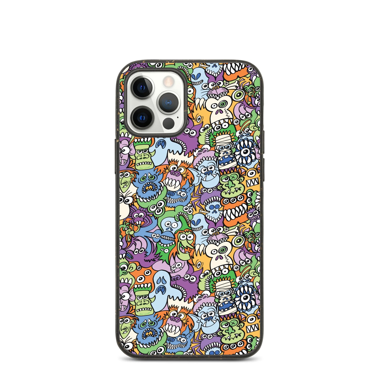 All the spooky Halloween monsters in a pattern design Speckled iPhone case. iphone 12 pro