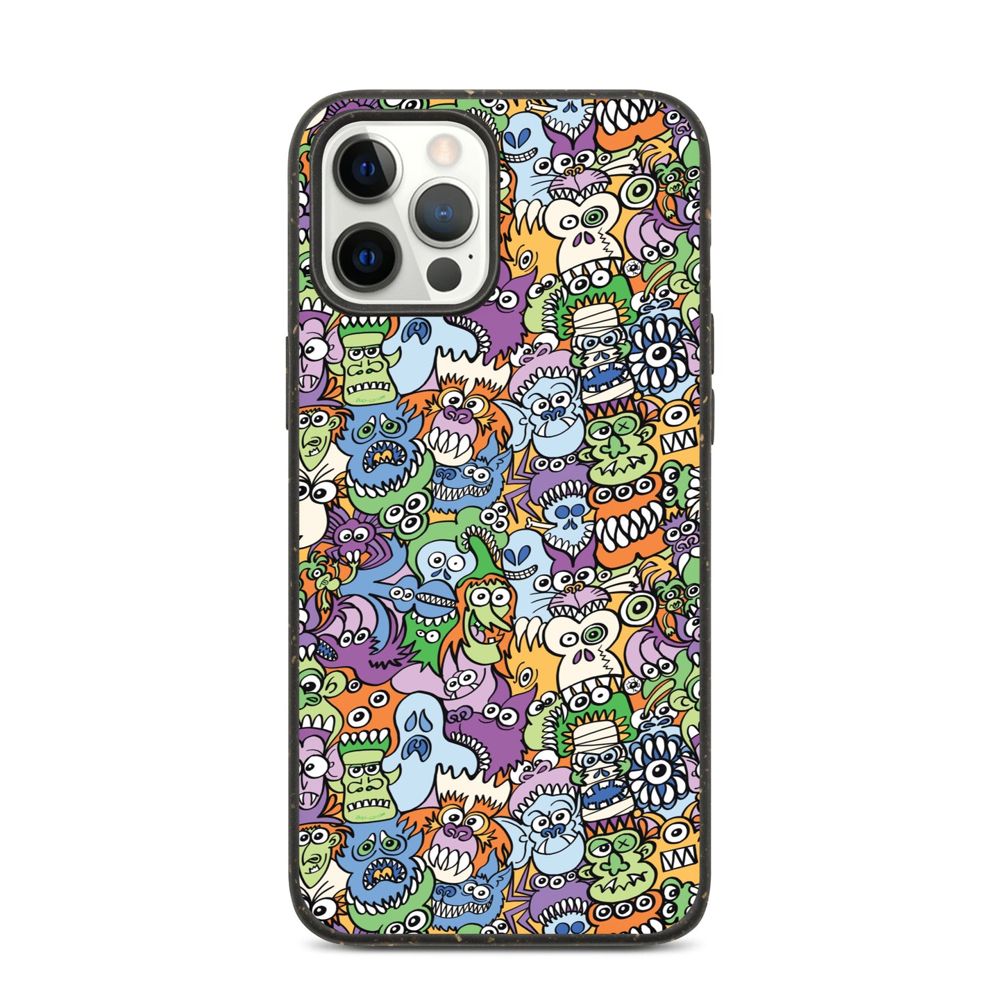All the spooky Halloween monsters in a pattern design Speckled iPhone case. iphone 12 pro max