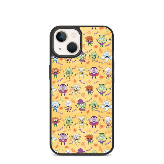 Halloween characters making funny faces Speckled iPhone case. IPhone 13