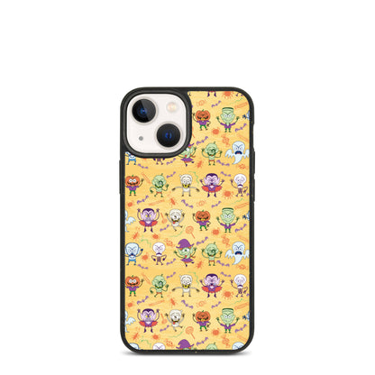 Halloween characters making funny faces Speckled iPhone case. IPhone 13 Mini