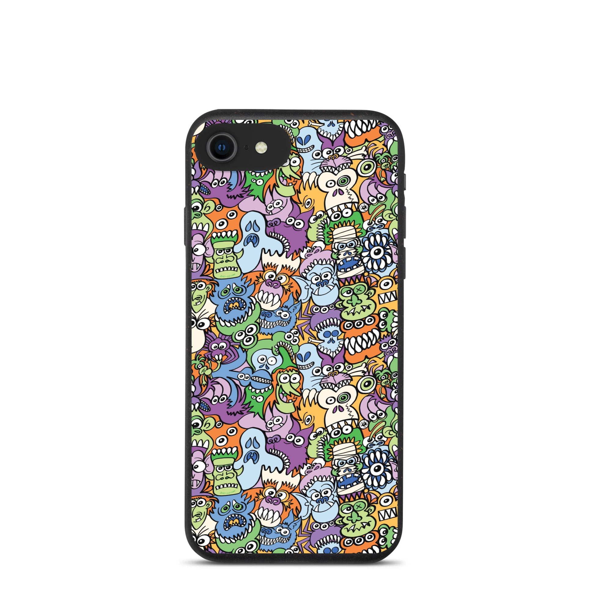 All the spooky Halloween monsters in a pattern design Speckled iPhone case. iphone 7 se. iphone 8 se