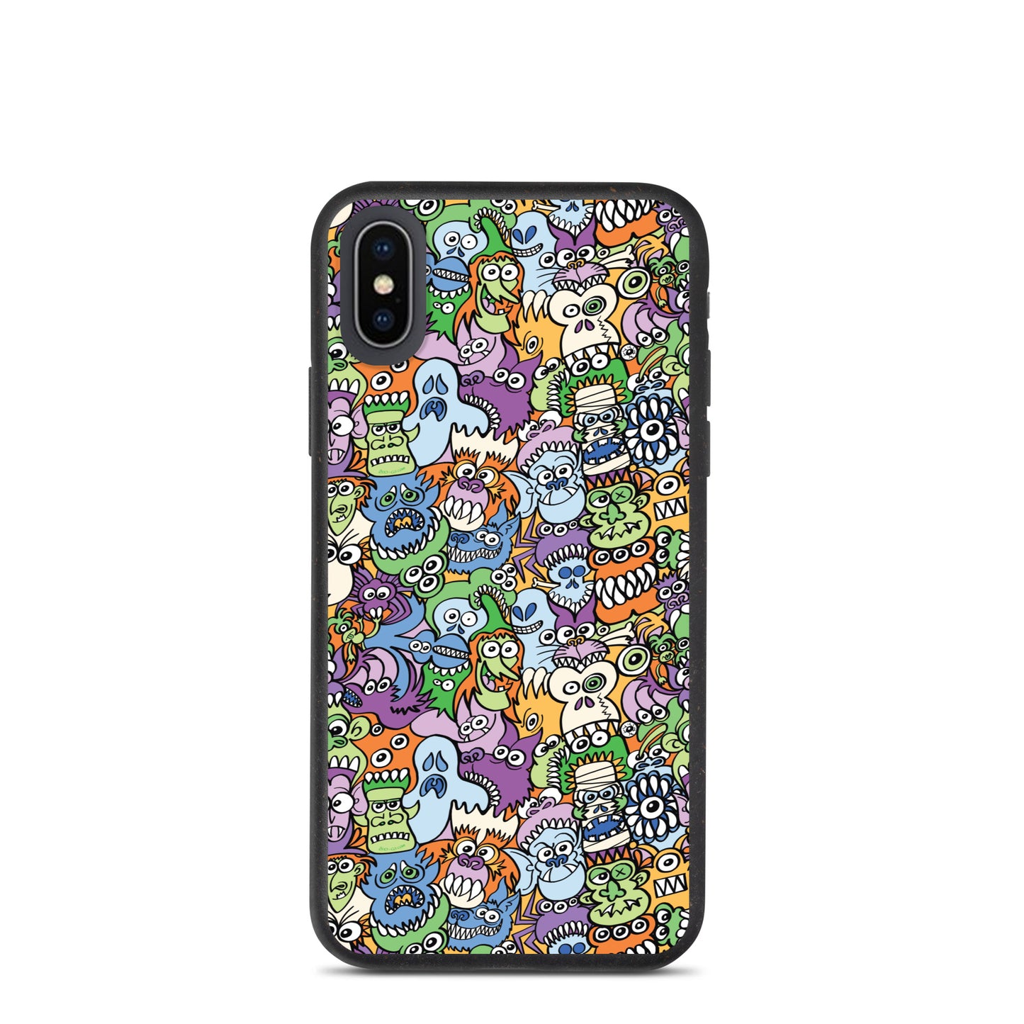 All the spooky Halloween monsters in a pattern design Speckled iPhone case. iphone x. iphone xs