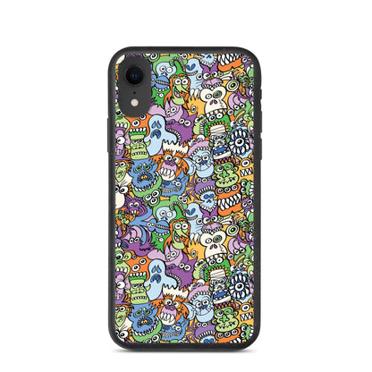 All the spooky Halloween monsters in a pattern design Speckled iPhone case. iphone xr