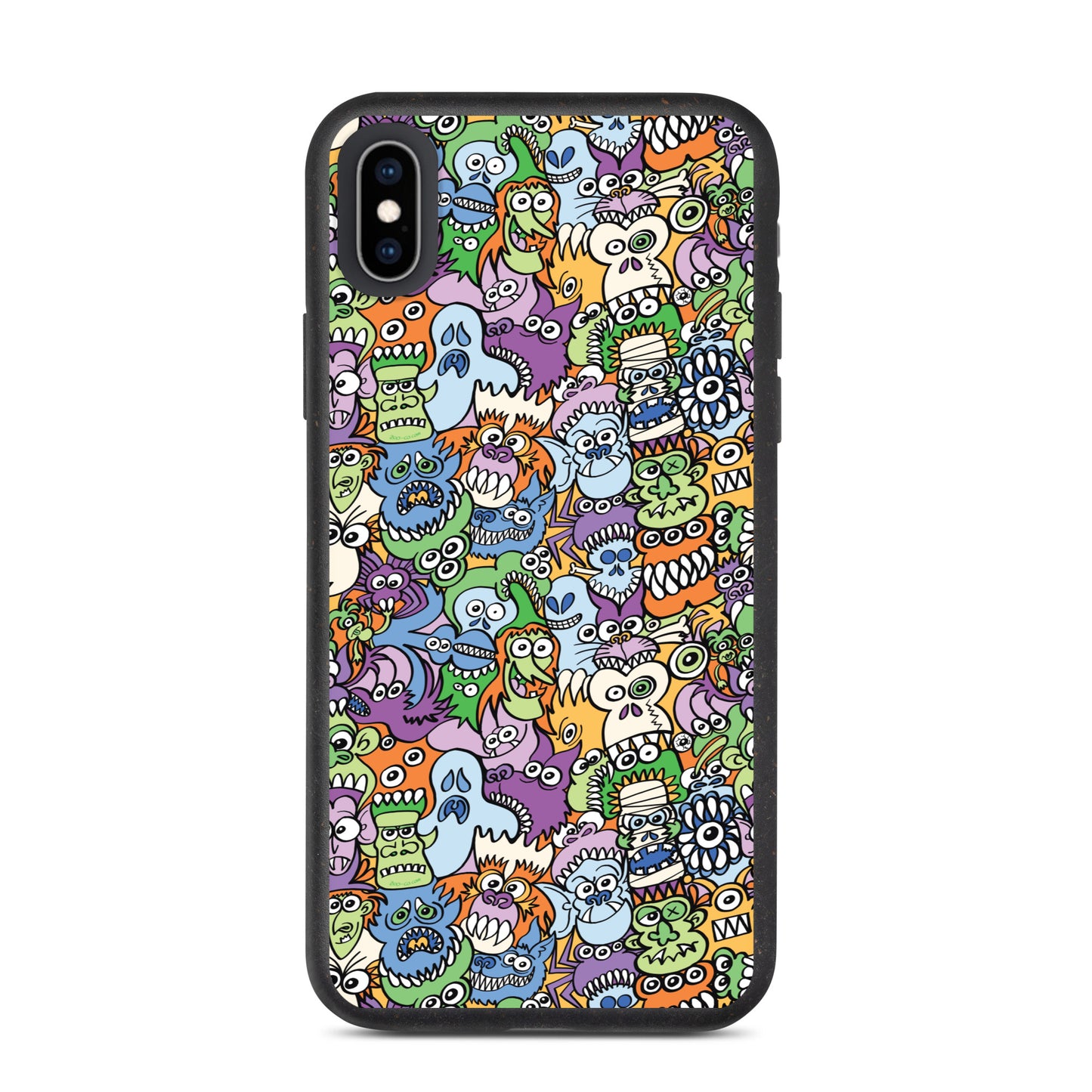 All the spooky Halloween monsters in a pattern design Speckled iPhone case. iphone xs max