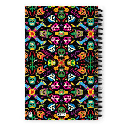 Mexican wrestlers colorful party Spiral notebook-Spiral notebooks
