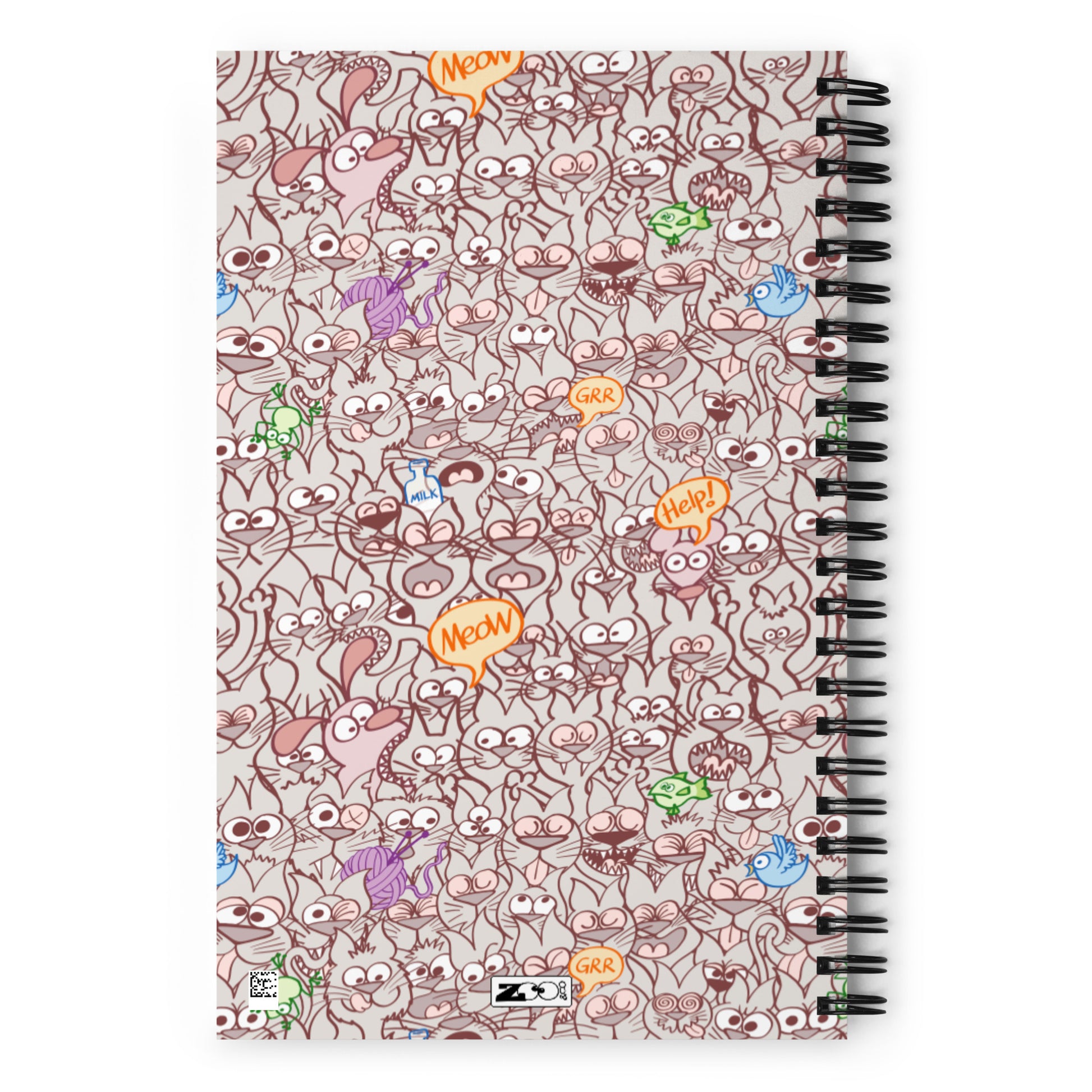 Exclusive design only for real cat lovers Spiral notebook. Back view