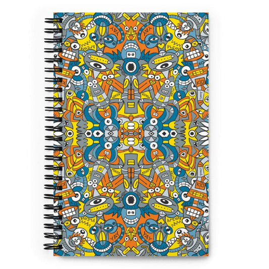 Retro robots doodle art Spiral notebook-Spiral notebooks