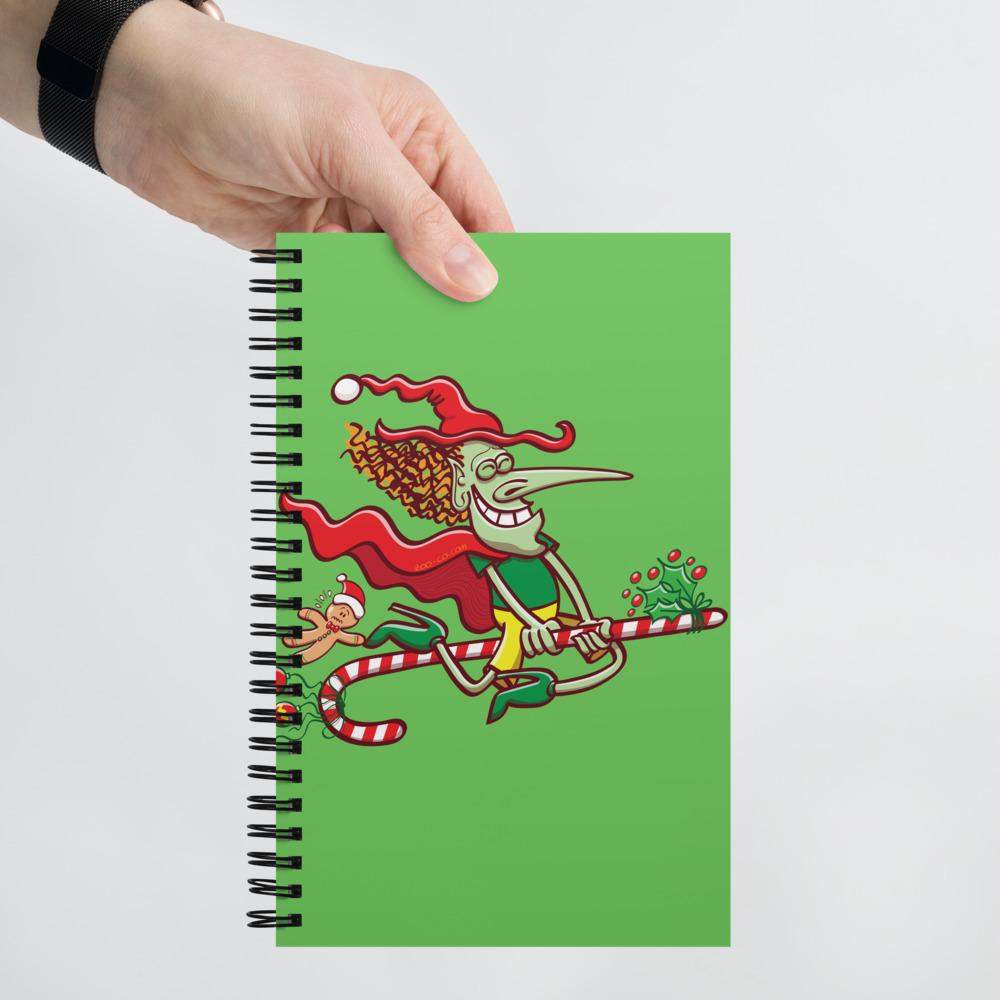 Mischievous witch having fun at Christmas Spiral notebook-Spiral notebooks