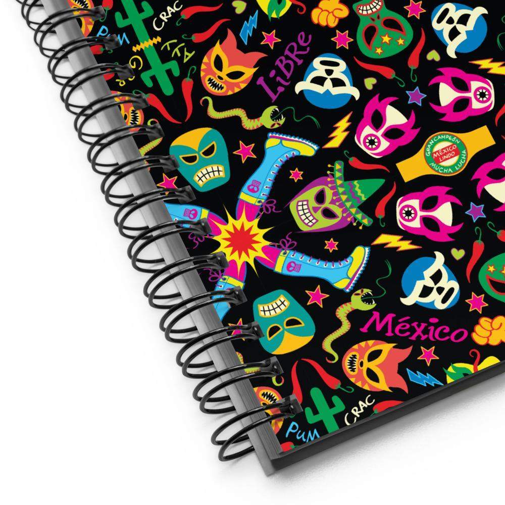Mexican wrestlers colorful party Spiral notebook-Spiral notebooks
