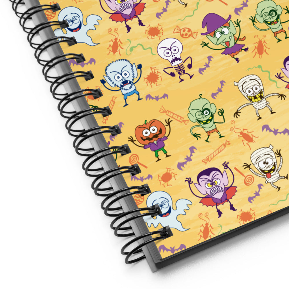 Halloween characters making funny faces Spiral notebook. Product detail