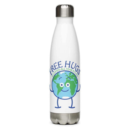 Planet Earth accepts free hugs all year round Stainless Steel Water Bottle-Stainless steel water bottle