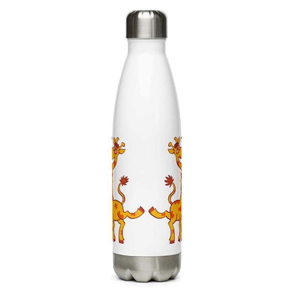 Sweet giraffes in love intertwining necks and kissing Stainless Steel Water Bottle-Stainless steel water bottle