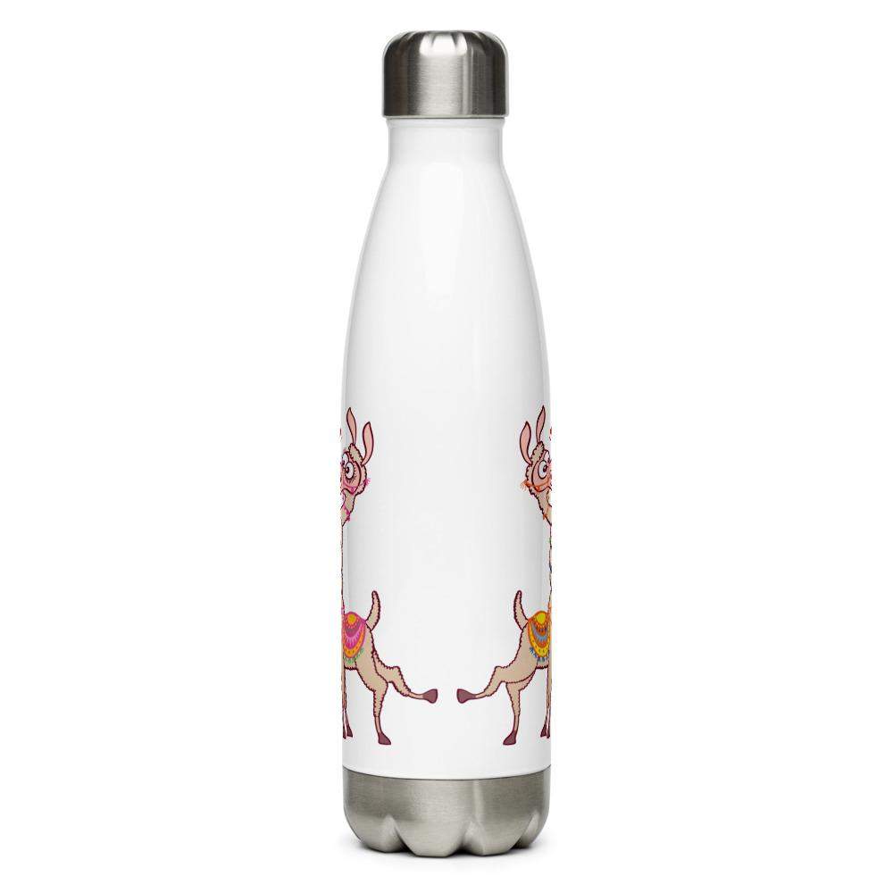 Cute llamas in love intertwining necks and kissing Stainless Steel Water Bottle-Stainless steel water bottle
