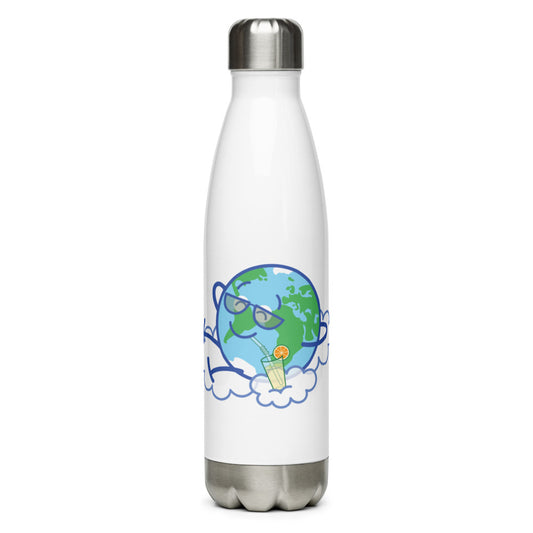Cool Earth taking a break Stainless Steel Water Bottle. Front view